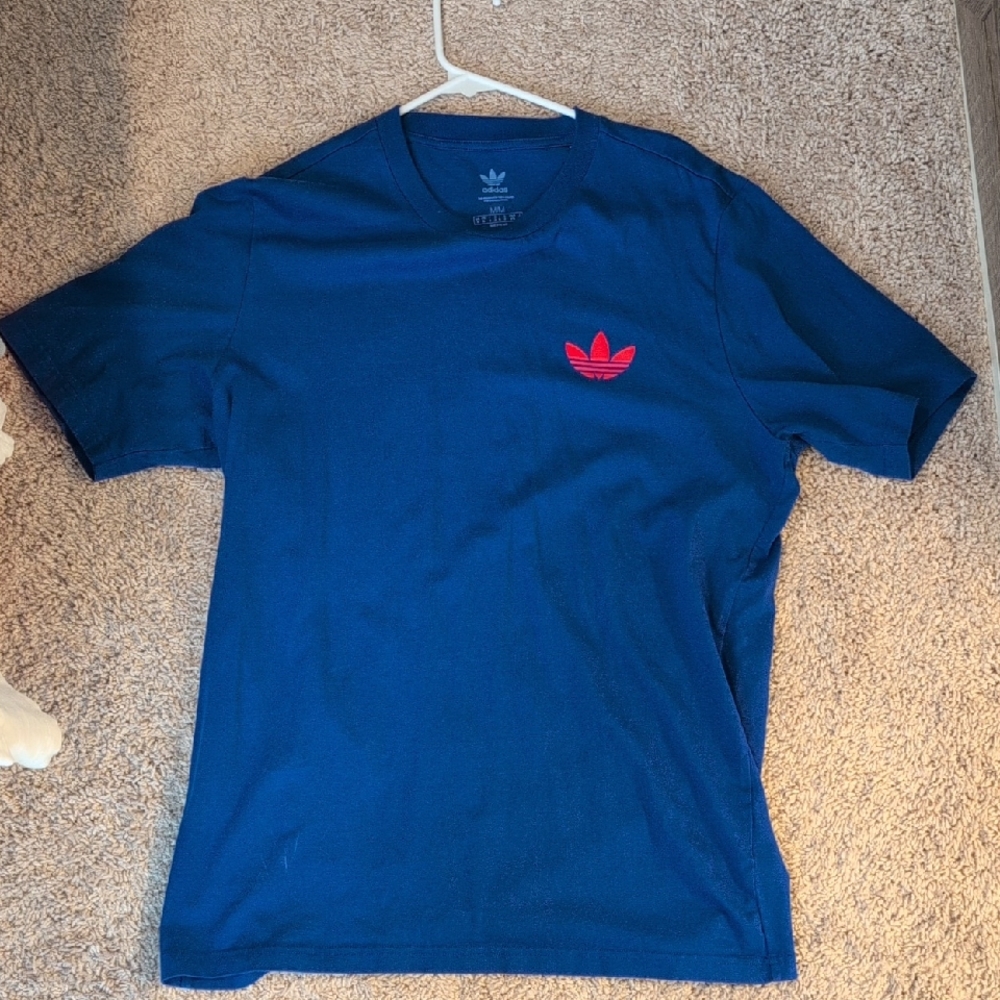 Adidas Navy Tee with Red Emblem Size M